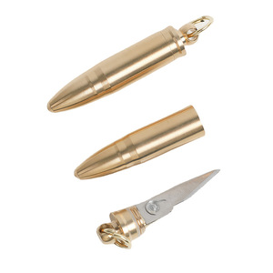 Brass Bullet Knife <b>Keychain</b> Stainless Steel Blade Copper Metal Craft Pendant Utility Knife Gift - Product Image 4