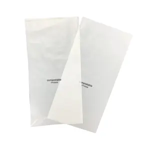 재활용 플라스틱 퇴비화 소형 지퍼락 가방 포장 용 맞춤형 PLA 옥수수 전분 자체 접착 생분해 성 백