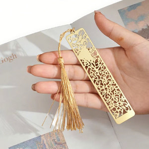 Tùy Chỉnh Retro Phong Cách Từ Vàng Lá Kim Loại Bookmark Món Quà Sáng Tạo Với Lông Brass Thiết Kế Đầy Màu Sắc Ép Vàng Kim Loại Thủ Công - Product Image 6