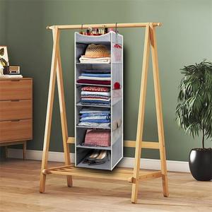 7-Tier treo tủ quần áo tổ chức với 6 túi bên, có thể gập lại treo kệ tủ quần áo để lưu trữ quần áo giày mũ đồ chơi, màu xám. - Product Image 4