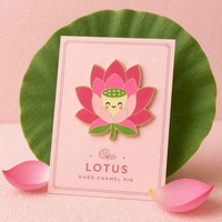 Badge en métal personnalisé en émail souple ou dur, motif fleur, lotus, plante Kawaii, pour vêtements, vente en gros, idéal comme cadeau