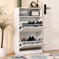 Meuble à chaussures moderne en bois blanc avec porte rabattable pour entrée et couloir