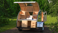 Aventures inoubliables : notre mini-caravane pliable légère en fibre de verre personnalisable, remorque en forme de larme, camping-car pour 2 personnes, 800 kg