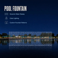 Fontaine à jets d'eau professionnelle pour piscine RGB/Laser, étanche IP68, en acier inoxydable, solution complète, conception et construction sur site
