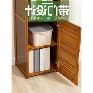 Master Craftsman Bamboo Bookshelf 40cm Wide With Doors Space Saving Floor Standing <b>Bookcase</b> For <b>Small</b> Spaces - Product Image 4