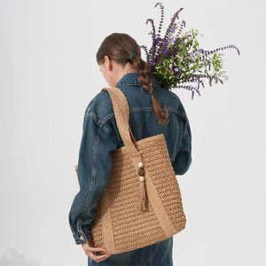 手工制作条纹 Bolsas Femininade Palha 纸质可折叠购物袋，带拉链，适合女孩，全新设计 - Product Image 4