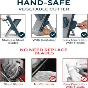 Cortador de Verduras Vertical 4 en 1, Picador de Cebolla y Patatas, Rebanador Mandolina para Cocina con Cuchillas Ajustables - Product Image 3