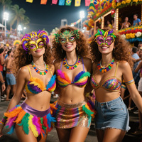 Máscara Decorativa de Carnaval Brasileño al por Mayor, 6 Piezas/Juego, Máscaras Faciales de Múltiples Estilos para Fiestas, Actuaciones y Accesorios para Fotos