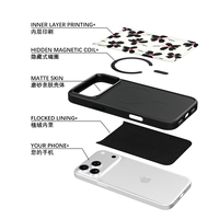 Coque de téléphone AG Feeling Black Edge avec motif floral peint à l'huile et dorure pour iPhone 17, 17 Pro Max, 16 Pro, 15 – Coque magnétique