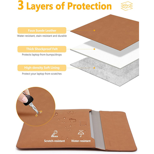 Magnetic PU Leather <b>Laptop</b> Sleeve 13-16 Inch Notebook Case with <b>Pouch</b> Shockproof Waterproof for Office Travel - Product Image 3