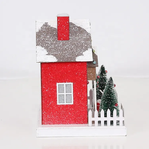 <strong>Custom</strong> Red <strong>Christmas</strong> <strong>Village</strong> <strong>Houses</strong> LED Lights Reindeer Handmade Paper Lighted Story <strong>Village</strong> SOTE Brand F02 Model 21x16x20CM - Product Image 4