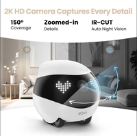 Robot intelligent pour animaux de compagnie Ebo Air 2 avec caméra HD 2K, recharge automatique, contrôle à distance par application pour la surveillance à domicile, jouet interactif et de mouvement