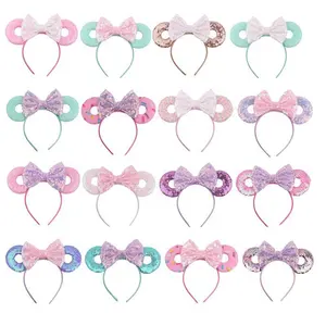 Hairband Sequined Bow Mickey Ears Headwear Children Part Decorate Hair Accessories Headband For Little Girl And Female