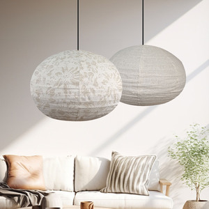 Nicro nuovo Design personalizzato paralume <span class=keywords><strong>classico</strong></span> rotondo fatto a mano da <span class=keywords><strong>soggiorno</strong></span> in lino naturale appeso decorazione per la casa - Product Image 1