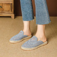 Sandales tendance d'été à bout rond, semelle plate, style pêcheur décontracté, pantoufles pour femmes