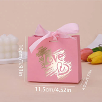 Sacs cadeaux en papier personnalisés pour la Saint-Valentin avec poignée en ruban pour l'emballage de bonbons, sacs de fête de fiançailles