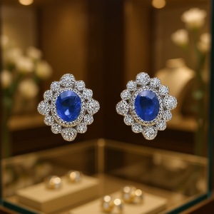 Orecchini a lobo E1732 con diamante bianco a forma di fiore, gioielli classici da donna per feste, montatura a griffe in lega, taglio rotondo brillante - Product Image 2