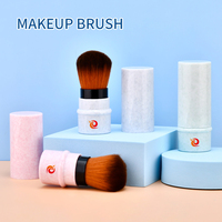 Pinceau de maquillage rétractable, texture marbrée, manche en PS, pinceau portable pour fard à joues, pinceau synthétique doux pour fond de teint, pinceau pour le visage