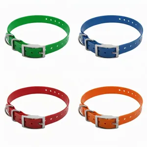 Solid Color TPU Dog <b>Collars</b> Adjustable Buckle Closure for Small Medium Large Dogs All Seasons Simple Style Red Green Blue Orange - Product Image 1