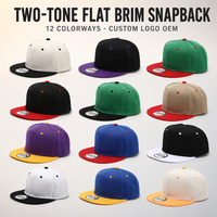 Casquette Snapback personnalisée bicolore à visière plate, 6 panneaux, vierge, style baseball, fermeture ajustable, unisexe, streetwear, vente en gros, OEM, faible MOQ