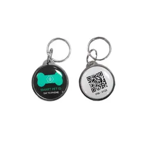 Customized QR Code Identification Tag Smart NFC NTAG213 Metal RFID Tag For Pet