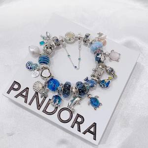 Juego de Pulseras de Cadena de Plata 925 de Primera Calidad con Piedras Naturales Azules, Estilo Viento Fresco del Océano, Venta al Por Mayor del Fabricante, Familia Pan - Product Image 1