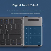 Set Keyboard Mini Lipat Nirkabel Tri Fold dengan Sakelar Gunting Bahan Plastik untuk Komputer Desktop Laptop Tablet