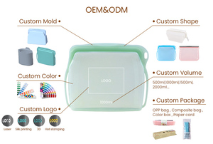 Bolsa de Almacenamiento de Alimentos de Silicona Reutilizable de Grado Alimenticio de 1000 ml con Logotipo Personalizado, a Prueba de Fugas, Apta para Congelador, Libre de BPA, OEM ODM - Product Image 3