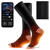 Chaussettes chauffantes d'hiver pour hommes et femmes, chauffage intégral du pied contrôlé par application, 5000mAh*2, rechargeables, lavables, en spandex, chaussettes électriques