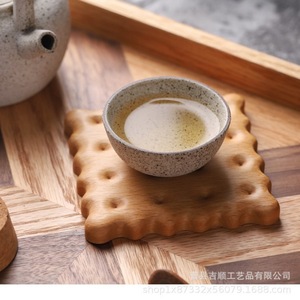 Natural Wood Cookie Coaster <b>Square</b> Beechwood Heat Insulation Durable Coffee Tea Mug Pad - Product Image 4