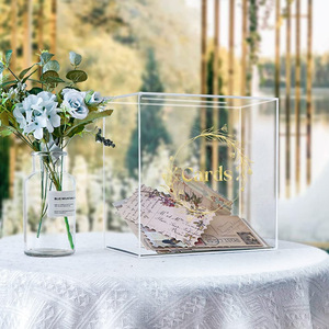 Personalised 3mm Thick Clear <strong>Acrylic</strong> <strong>Card</strong> <strong>Box</strong> with Lid 20*20*20cm for Wedding - Product Image 5