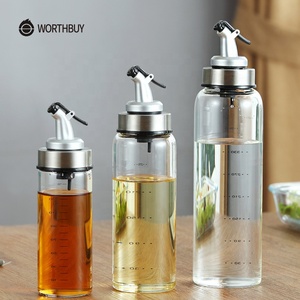 WORTHBUY Cooking Storage Dispenser Sauce Seasoning Vinegar Bottle Clear Glass Olive Oil Bottles Kitchen Accessories Jars