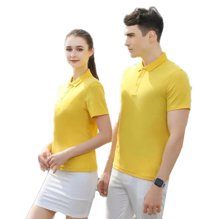 Summer Simple Solid Color Company Logo Plain Cheap Cotton Yellow Polo Shirt For Men