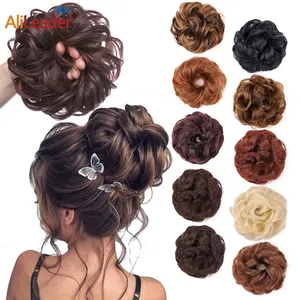 Chignon AliLeader Hair Bun Elastic Scrunchie Chignon Updo Curly Hair Synthetic Messy Curly Hairpieces For Women