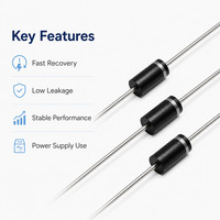 Diode redresseuse axiale haute stabilité 1000V 10A à faible fuite, à trou, industrielle pour systèmes d'alimentation intensifs, puissance maximale 35W