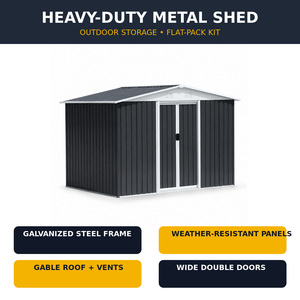 <span class=keywords><strong>Garaje</strong></span> Prefabricado de Acero Galvanizado de 12x19 Pies, Edificio de Almacenamiento Metálico para Exteriores con Puertas Dobles y Entrada Lateral - Product Image 4