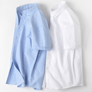 Camicia Formale Estiva <span class=keywords><strong>da</strong></span> <span class=keywords><strong>Uomo</strong></span> in Tessuto Oxford Coreano, Manica Corta, Vestibilità Slim, Antipiega, Traspirante e Assorbente - Product Image 4