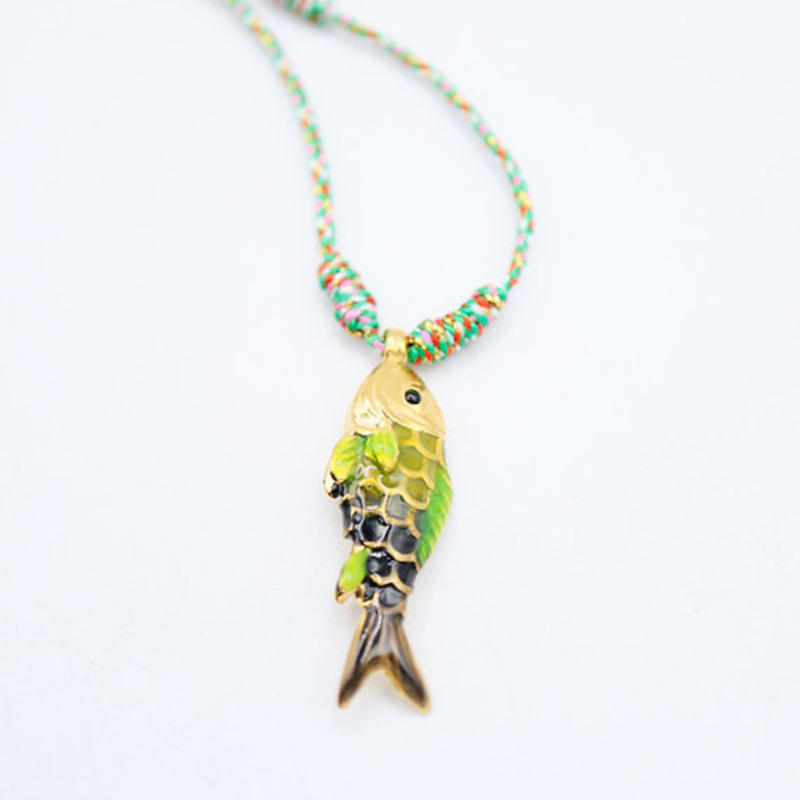 Dark green fish necklace