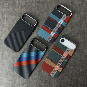 Coques de téléphone magnétiques rigides texturées en fibre de carbone pour iPhone 17 Air, étui de téléphone en fibre de carbone pour iPhone 17, bon emballage - Product Image 1
