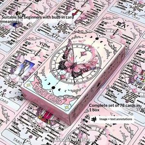 Tarot Wester Classic, jeu de tarot de haute qualité, 78 cartes en papier, nouveau, original, apprentissage et prévision, emballage en boîte couleur papillon rose - Product Image 2