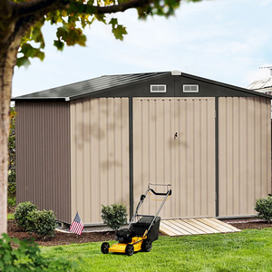 Cobertizo de herramientas marrón para césped al aire libre moderno, cobertizo de almacenamiento de jardín de <span class=keywords><strong>aluminio</strong></span> y Metal impermeable - Product Image 5