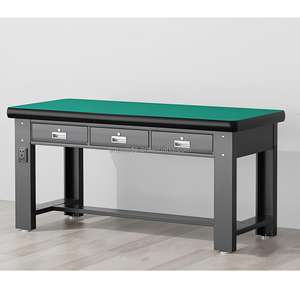 Banc de travail industriel robuste, banc de travail pour mécaniciens, table de travail électronique avec étagère, banc de travail robuste - Product Image 5