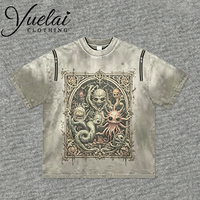 T-shirt décontracté vintage surdimensionné en coton 100% avec impression DTG, logo personnalisé, effet vieilli, streetwear, vêtements unisexes