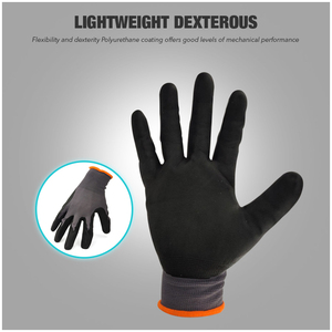 Guantes DE SEGURIDAD grises de nailon de punto sin costuras recubiertos de nitrilo de microespuma para el trabajo y la mejora del hogar cómodos y protectores - Product Image 4