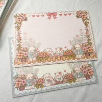 Bloc-notes floral B5 motif ours mignon, bloc-notes ligné détachable, bloc-notes Kawaii pour journal étudiant, papeterie de bureau
