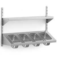 Étagère murale en acier inoxydable avec support pour bac GN, organisateur de rangement de cuisine commerciale réglable