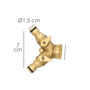 Adattatore per Tubo Flessibile in Ottone con 2 Uscite per Rubinetto da 3/4 Pollici - Product Image 2