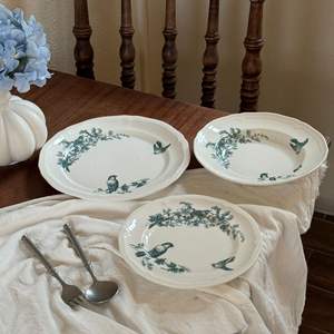 طبق عتيق مطلي يدويًا وطيور سيراميك للمنزل بعد الظهر طبق فطور زهور فنجان قهوة صحن - Product Image 6