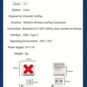 Última Versión del Adaptador Inalámbrico CarPlay AI Box con CarPlay Inalámbrico y Android Auto 2 en 1, Dongle Inteligente que Agrega Aplicaciones a la Pantalla del Automóvil - Product Image 6