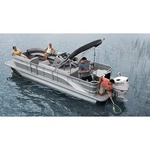 Custom Pontonboten Power Boat Motor Jacht Luxe Aluminium Werk Pontonboot Luxe Tritoon Glasvezel